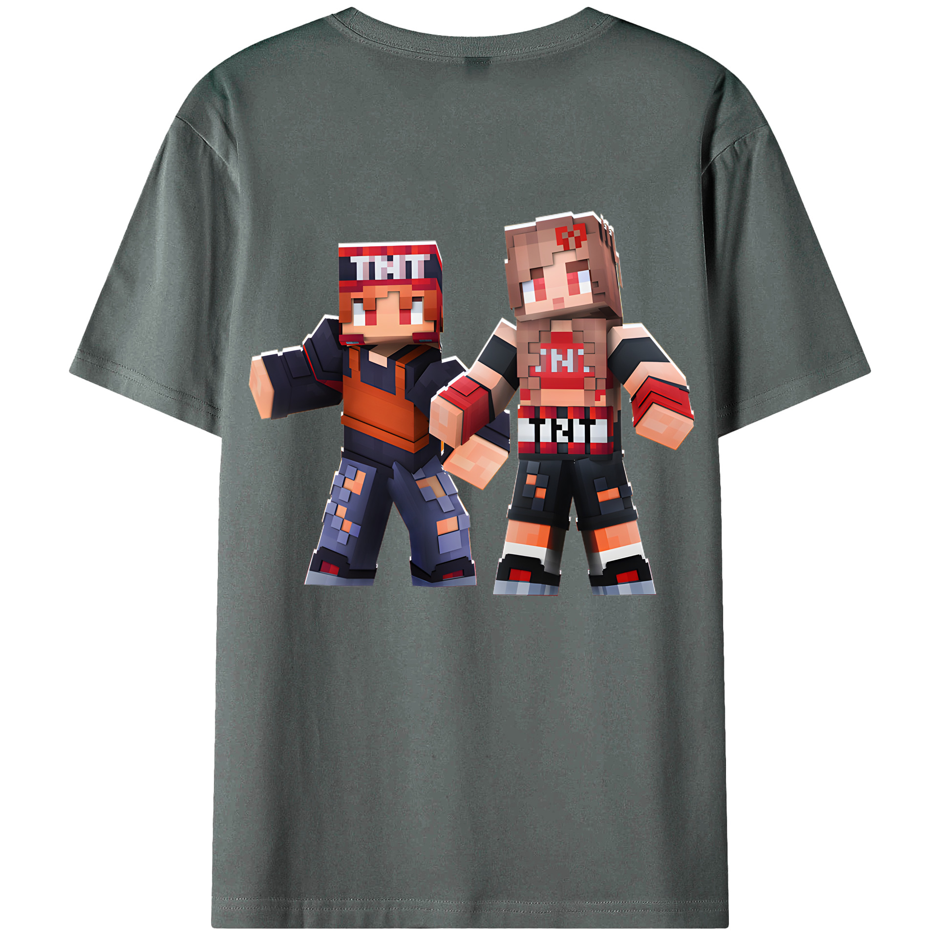 （画像用） マインクラフト ブロックの世界 Minecraft MC Block world 綿100％ メンズ半袖Tシャツ（バックプリント） 通気性